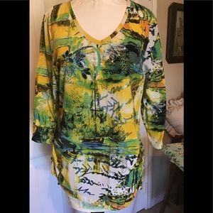 BRIGHT TOP with SEQUINS & CRYSTALS, 3/4” SLEEVES